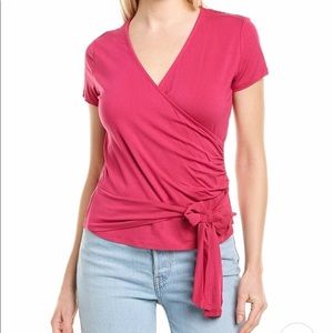 Vince Camuto Cap Sleeve Faux Wrap Tie Waist Top